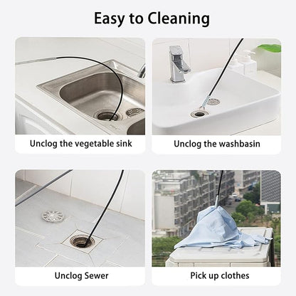 62Inch Drain Snake Clog Remover - 25Inch Drain Snake Hair Remover - 18Inch Cleaning Brush, Cleaner Tools for Kitchen Sink, Toilets, Bathroom,Tub