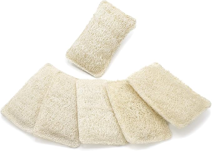 FAAY Eco Friendly Sponges for Dishes, Multi-Purpose Non-Scratch Loofah Scrubber for Cookware, Kitchen, Bathtub and Body, Handmade Unbleached Luffa Fiber, Natural, Biodegradable, Compostable & No Smell