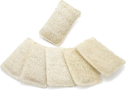 FAAY Eco Friendly Sponges for Dishes, Multi-Purpose Non-Scratch Loofah Scrubber for Cookware, Kitchen, Bathtub and Body, Handmade Unbleached Luffa Fiber, Natural, Biodegradable, Compostable & No Smell