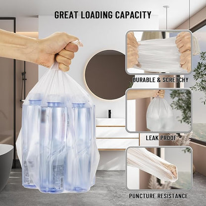 110Counts Small Trash Bags 2 Gallon, Flexible & Durable Small Garbage Bags, Unscented & Easy Tearing 2 Gallon Trash Bag for Kitchen, Bathroom, Bedroom, Office, Transparent