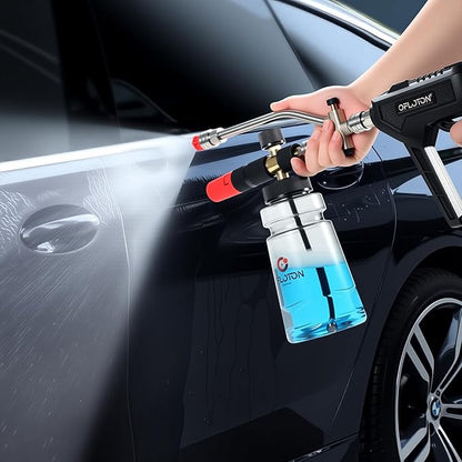 Foam Cannon for Pressure Washer, with Foam Cannon Dual Connector, Double Tip Attachment for Pressure Washer Soap Cannon, 5 Power Washer Nozzle Tips, 1/4” Quick Connect, 4000 PSI Foam Sprayer