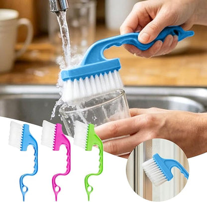 Cleaning Brush with Long Handle, Blue, for Glass, Plastic, Stainless Steel and Ceramic Surfaces, 3 Pack