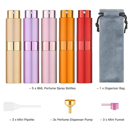 Tekson 8ml Travel Perfume Atomizer Refillable, Mini Cologne Spray Bottle Empty, Small Aftershave Portable Sprayer for Liquid Dispenser(Red)