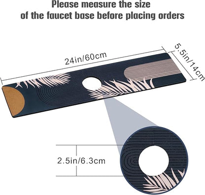 Sink Faucet Absorbing Mat, 2 Pack Drying Mat Around Faucet Sink Splash Guard Behind Faucet Sinkmat For Kitchen Bathroom Island Rv 24 * 5.5 Inch (60 * 14 cm)