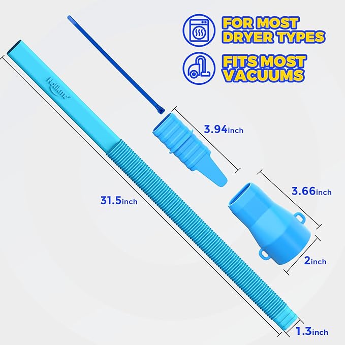 Holikme Dryer Vent Cleaner Kit - Dryer Lint Vacuum Attachment and Flexible,Dryer Vent Vacuum Hose Attachment,Light Blue
