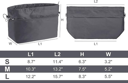Vercord Handbag Purse Tote Pocketbook Organizer Insert Zipper Closure 11 Pockets 3 Sizes Many Colors