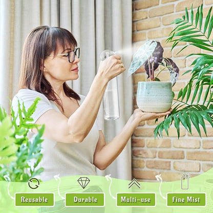 6-Pack 200ml Clear PET Plastic Spray Bottles with Clear PP Head Empty Fine Mist Liquid Sprayer Multi-Purpose Atomizer Dispenser for Home,Garden and Beauty