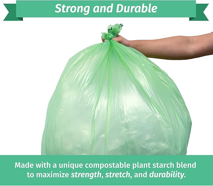 Reli. Compostable 16-25 Gallon Trash Bags | 100 Count Bulk | ASTM D6400 | Green | Eco-Friendly | For Compost