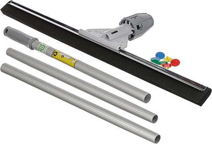 Unger Commercial SmartFit™ WaterWand™ 30" Heavy-Duty Floor Squeegee with 53" Aluminum Handle – Ideal for Removing Water and Dirt from Uneven Surfaces, Grouted Tile, and Non-Slip Flooring HM30K