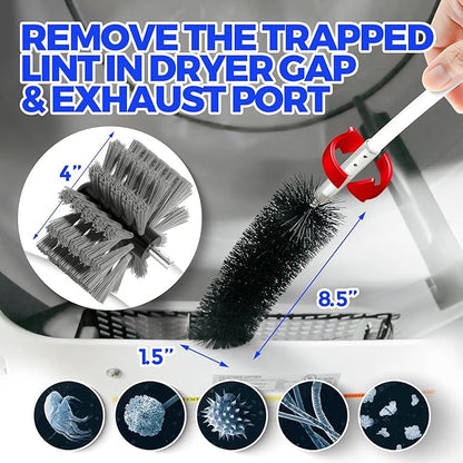 Holikme 30 Feet Dryer Vent Cleaner Kit,Flexible Lint Brush with Drill Attachment, Extends Up to 30 Feet for Easy Cleaning, Synthetic Brush Head, Use with or Without a Power Drill, Grey