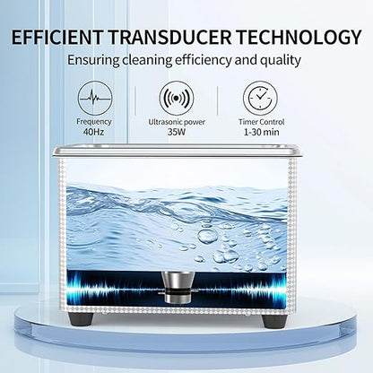 Granbo Ultrasonic Cleaner 800ML Jewelry Cleaner Ultrasonic Machine 40kHz with Digital Timer and Degassing,110V Digital Ultrasonic Parts Cleaner for Denture Dental Oral Irrigator Parts Glasses
