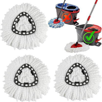 3 Pack Mop Heads Replacements,100% Microfiber Spin Mop Replacement Heads Compatible with OCeda EasyWring 1-Tank System,360 Degree Spin Mop Refill for Easy House Cleaning Floor Mopping
