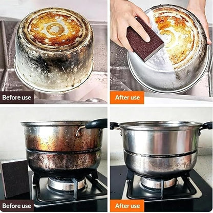 Magic Cleaning Sponge, Heavy Duty Nano Carbide Cleaning Sponge, Pot Scrubber Scouring Pad, Powerful Quickly Clean for Pots, Sink, Grill, Household, High-Density Emery Scrubber (3pcs)