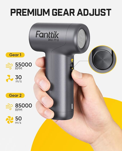 Fanttik B10 Pro Electric Air Duster, 110000RPM Brushless Motor, Compressed Air Duster, Mini Blower with One-tap Booster, 3 Gears Adjustable, Electric Duster for PC, Keyboard, Electronics (Silver)