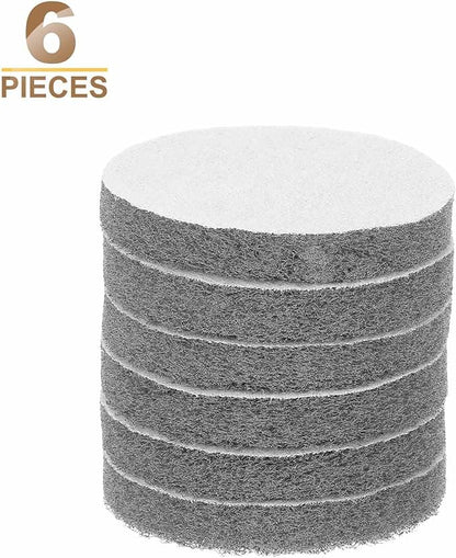 HARFINGTON 6pcs Scrubber Scouring Pads 800 Grits 3 Inch Drill Power Brush Hoop and Loop Surface Conditioning Disc Drill Scuffing Disc Scrub Pads for Home Kitchen Cleaning, Gray