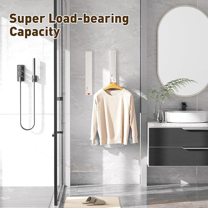 Clothes Drying Rack, Laundry Room Wall Mounted Retractable Clothes Hanger Drying Rack, Laundry Clothing Drying Rack Folding Indoor or Outdoor, Easy Installation Aluminium Dryer, 2pcs(White)