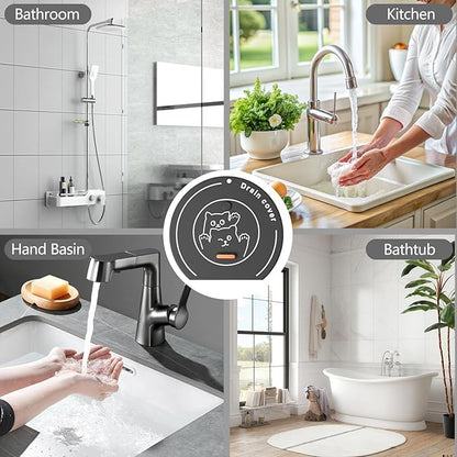2-in-1 Shower Drain Hair Catcher & Bathtub Drain Cover, Odor-Proof Silicone Hair Stopper for Bathroom, Tub, Sink, Kitchen, Laundry - Prevents Clogs and Unpleasant Smells (2, Grey)