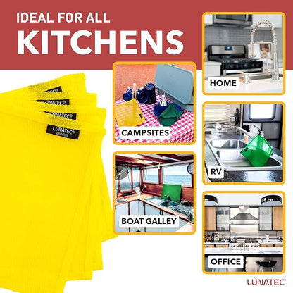Lunatec® Odor-Free Kitchen Dishcloths. A Scrubber and scouring pad for All Surfaces. Safe for Non-Stick. (6-Pack)
