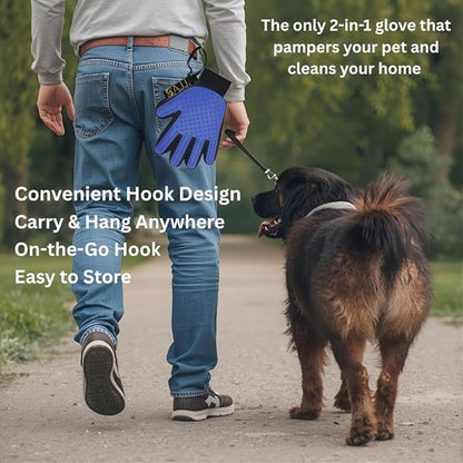 2-in-1 Pet Grooming Gloves 2-Pack – Double-Sided Deshedding & Pet Hair Remover for Dogs & Cats – Gentle Massage Glove for Shedding Fur – Lint Remover for Furniture & Clothing