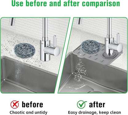Kitchen Sink Splash Guard, Silicone Faucet Mat, Soap Dish Pad, Sponge Holder Sink Protector Trays, Faucet Handle Drip Catch for Bathroom Kitchen Countertop Gadgets Accessories 8.3 x 5.7 Inch