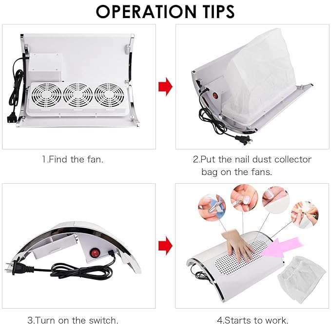 Nail Dust Collector Powerful Nail Vacuum Dust Collector, Nail Dust Vacuum Cleaner Dust Extractor for Poly Nail, Acrylic Fan Vacuums Dust Suction Machine Manicure Dust Collector for Nails