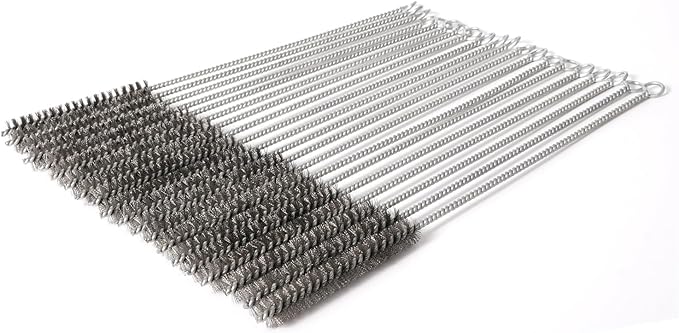 12 Inch Pipe Cleaning Brush Set with Stainless Steel Bristles, Steel Wire Tube Brush Kit for Auto Parts Polishing, Machining, Bottles, Tubes, Etc.（13mm-20pcs）