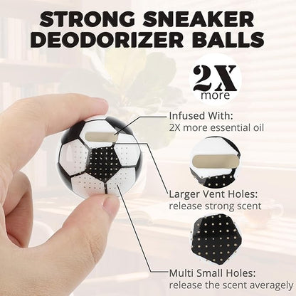 Knixmax Shoe Deodorizer Balls Strong, Odor Eliminator for Sneaker Gym Bag Closet Locker, Work Boot Drawer Freshener, Unpleasant Smell Remover Ball for Men Women Teens, 6 Packs Fresh Linen Soccer
