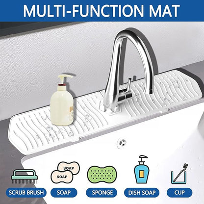 EBIGIC Kitchen Sink Splash Guard-24 x 5.8'' Ultrathin Silicone Sink Mat Splash Guard fit for Countertop, Bathroom,Farmhouse,RV (White)