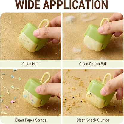 Mini Lint Roller,Washable Sticky Roller Reusable Lint Remover Portable Pet Hair Remover for Clothes,Travel Household (Green+Beige)
