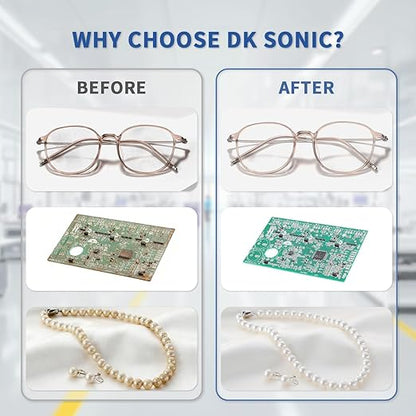 DK SONIC Ultrasonic Cleaning Machine-Ultrasonic Jewelry Cleaner with Digital Timer and Basket, Sonic Cleaner for Jewelry, Ring, Eyeglasses, Watchband, Coins (900ML, 110V)
