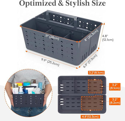 Lifewit Shower Caddy Portable, Cleaning Supplies Caddy Organizer with Handle and Adjustable Dividers, Plastic Shower Basket for Dorm Room Essentials, College, Bathroom, Slate Blue, 2 Packs