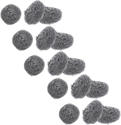 15pcs Steel Wool Scrubber Pot Cleaning Balls 22g Each Kitchen Dishwashing Wire Scrub Brush Set for Tough Grease and Stain Removal