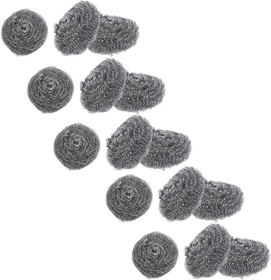 15pcs Steel Wool Scrubber Pot Cleaning Balls 22g Each Kitchen Dishwashing Wire Scrub Brush Set for Tough Grease and Stain Removal