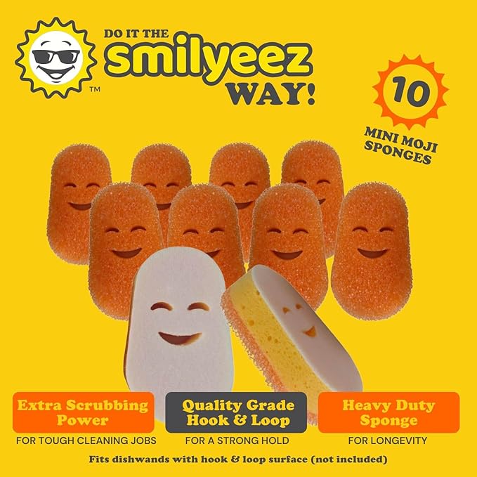 Smilyeez Scrub Moji Scrubbing Sponge Refill for The Dish Daddy (Reg. TM) Dishwand - (10 Pack)