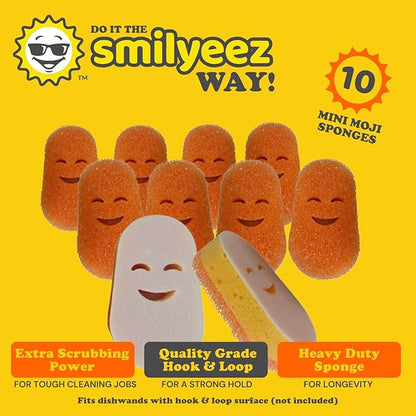 Smilyeez Scrub Moji Scrubbing Sponge Refill for The Dish Daddy (Reg. TM) Dishwand - (10 Pack)