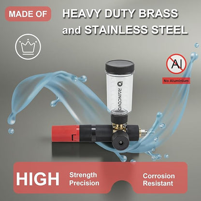Raincovo Pure Pro Foam Cannon for Pressure Washer, Adjustable Nozzle with 1/4” Quick Connector, Power Washer Soap Cannon for Car Detail, Additional 1.1mm Orifice Nozzle