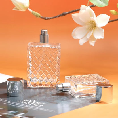 Vintage Glass Spray Bottle - Refillable Perfume Atomizer, Empty Perfume Bottles with 3 Dispensers (100ml/3.4 Oz)