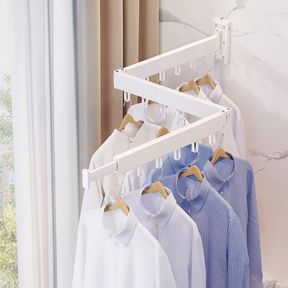 LIENAHU Clothes Drying Rack,Laundry Drying Rack,Clothes Rack Wall Mount,Wall Mounted Clothes Hanger Rack,Laundry Rack Folding,Retractable Clothing Rack,Collapsible Clothes Hanging Rack(Loop,White)