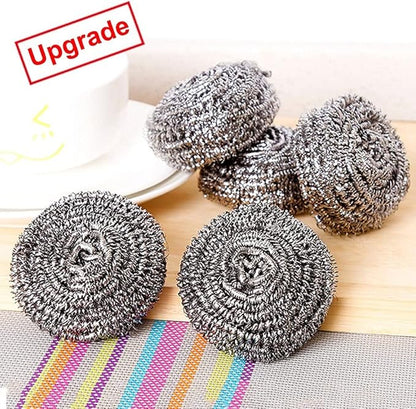 4 Pcs Stainless Steel Scourer Wire Dish Pot Kitchen Cleaning Ball Washing Dishes Scrubbers Pan Bowl Cleaner Kitchen Accessories Durability