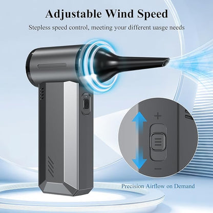 Minthouz Compressed Air Duster-180000RPM Electric Air Duster, Adjustable Wind Speed, Rechargeable Mini Air Blower for Computer, Keyboard, Outdoor, Car Cleaning, Reusable Replaces Compressed Air Can