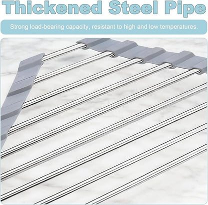 Triangle Dish Drying Rack, Corner Sink Caddy, Over The Sink Corner Drainer with Sponge Holder | Foldable, Non-Slip Stainless Steel for Kitchen Sink | Space Saving Design