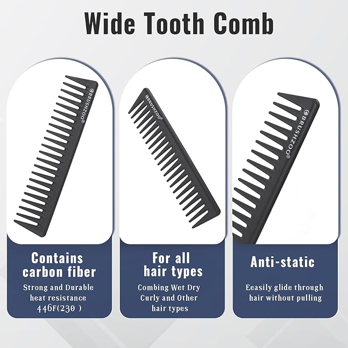 BRUSHZOO Detangler Brush with Hair Spray bottle 9 Row Brush Wide Tooth comb, Hair Brushes for Women men and Kids Curly Natural 3/4abc Hair (Red)
