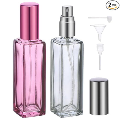 Segbeauty Empty Perfume Bottles, 20ml Travel Perfume Atomizer Refillable, 2pcs Portable Mini Cologne Spray Bottle Set Toiletries Cosmetic Fragrance Sample Dispense Pump Bottles Container for Travel