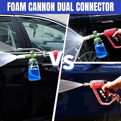 Foam Cannon Dual Connector Accessory, Pressure Washer Double Tip Attachment for Soap Cannon, 7 Pressure Washer Sprayer Nozzles, 1/4" Quick Connect, 4200 PSI