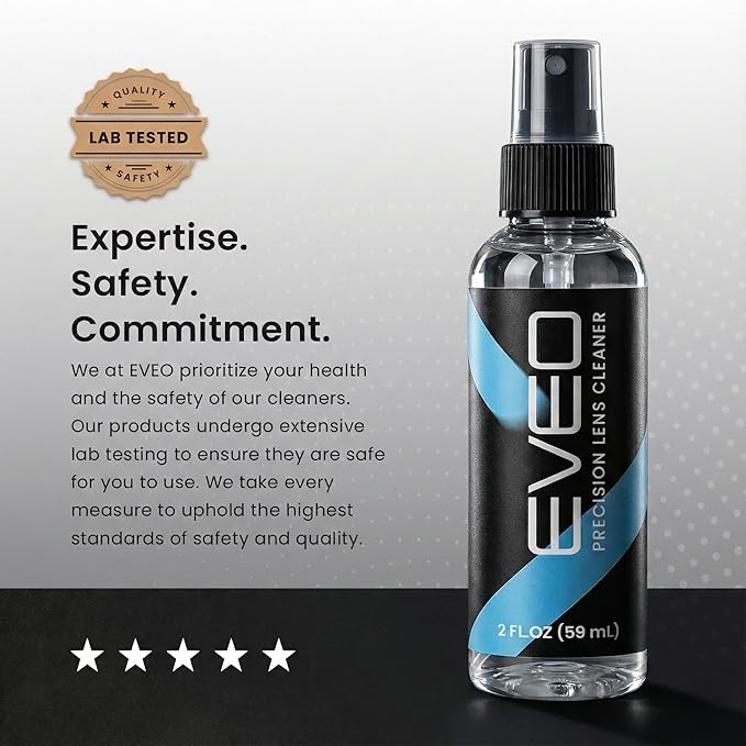 EVEO Glasses Cleaner Spray - Eyeglass Cleaner Lens Cleaner No Streaks Technology & Microfiber Cleaning Cloth - Glasses Cleaning Kit, Eye Glass Cleaners Spray - Screen & Eye Glasses Kit - 2 Pack