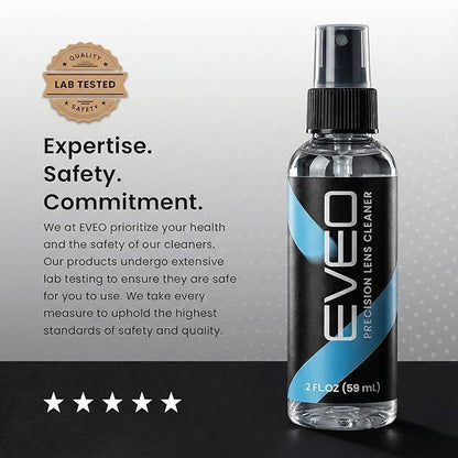 EVEO Glasses Cleaner Spray - Eyeglass Cleaner Lens Cleaner No Streaks Technology & Microfiber Cleaning Cloth - Glasses Cleaning Kit, Eye Glass Cleaners Spray - Screen & Eye Glasses Kit - 2 Pack
