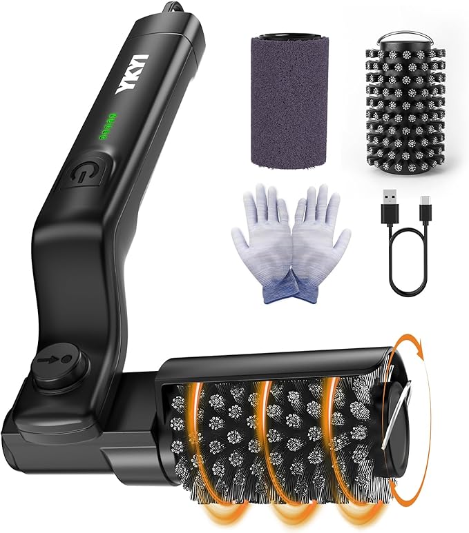 YKYI Electric Grill Brush - Cordless BBQ Brush with 180° Adjustable Head, Rechargeable Grill Brush for Outdoor Grill, IPX7 Waterproof Grill Cleaning Scrubber for Gas, Charcoal Pellet Grills (Black)