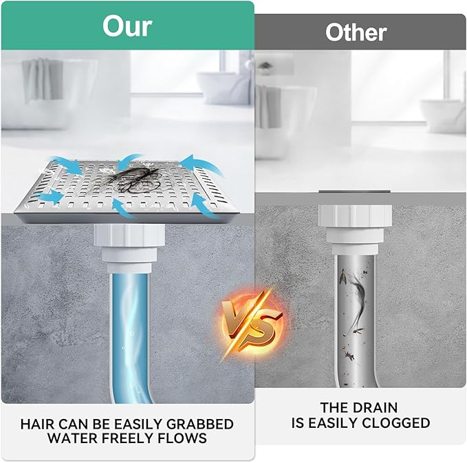 Drain Hair Catcher for Bathroom Sink,4.8" Stainless Steel and Silicone Shower Drain Covers Suitable for Drains and Bathroom Floors (1, Gray)