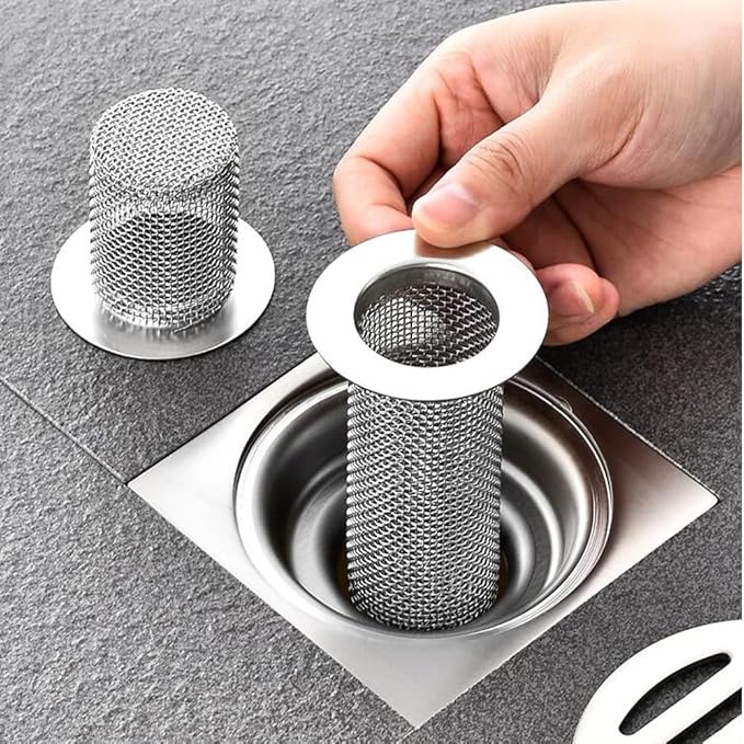2 Pack Sink Drain Hair Catcher Shower Drain Strainer Stainless Steel Long Cylinder Tub Mesh Strainer Slop Basket Filter Trap for Bathroom Sink Utility Room Laundry Room RV Lavatory Bathtub