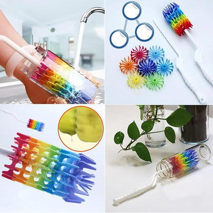 Bottle Brush Cleaner-Baby Milk Bottle Cleaner Soft Silicone Bottle Brusher / 360 Degree Rotating Long Handle Brush for Washing Glassware, Cup, Decanter, Narrow Neck Brewing Bottle